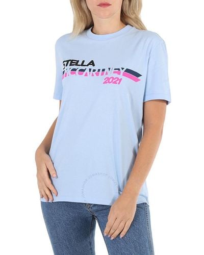 Stella McCartney Light Moto Logo Print T-shirt - Blue