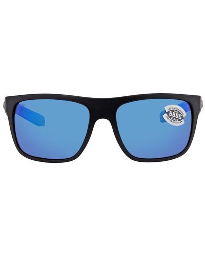 Costa Del Mar Broadbill Mirror Polarized Glass Rectangular Sunglasses 6s9021 902120 60 - Blue
