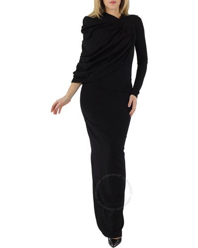 Burberry Asymmetric Draped Maxi Gown - Black
