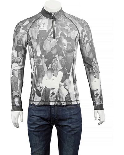 Burberry Rave Print Stretch Jersey Long-sleeve Top - Gray