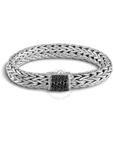 John Hardy Classic Chain Black Sapphire Sterling Silver Large Bracelet - White