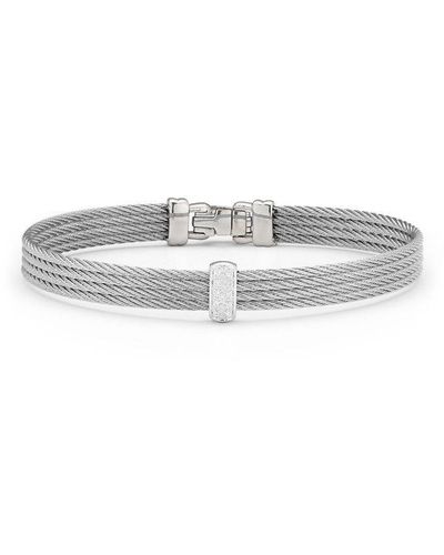 Alor Cable Barred Bracelet With 18kt White Gold & Diamonds