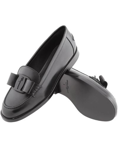 Ferragamo Black Vivaldo Viva Leather Loafers - Grey