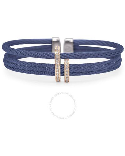 Alor Berry Cable Double Arch Over Twist Cuff With 18k Rose Gold & Diamonds - Blue