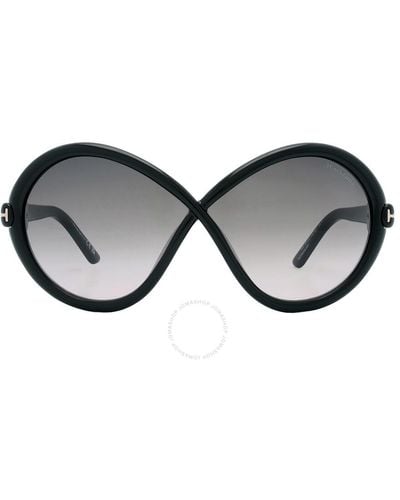 Tom Ford Jada Smoke Gradient Butterfly Sunglasses Ft1070 01b 68 - Black