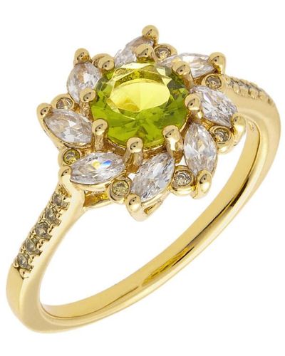 Bertha Juliet Collection 's 18k Yg Plated Light Green Flower Fashion Ring - Metallic