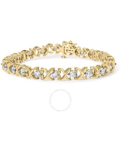 Haus of Brilliance 14k Gold 5.00 Cttw Round-cut Diamond X-link 7.5" Bracelet - Metallic