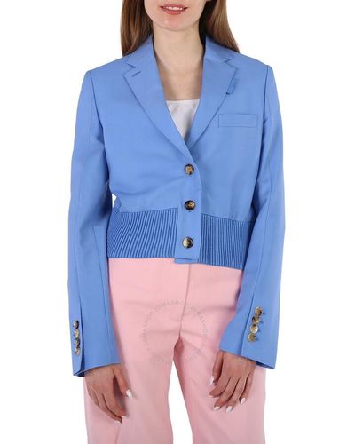 Burberry Vivid Cobalt Mohair-wool Tailored Blazer Jacket - Blue