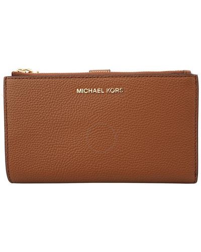 Michael Kors Michael Adele Double-zip Pebble Leather Phone Wristlet - Brown