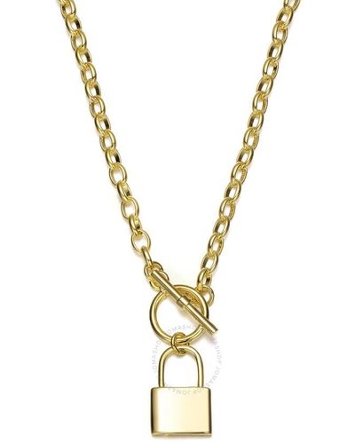 Rachel Glauber 14k Gold Plated Locket Charm Necklace - Metallic