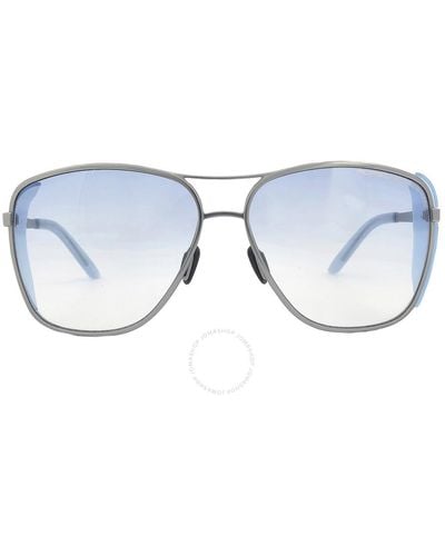 Porsche Design Gray Rectangular Sunglasses P8600 C 62 - Blue