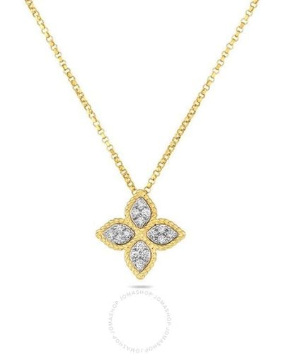 Roberto Coin Princess Flower Medium Diamond Necklace - Metallic