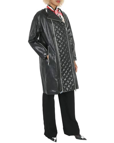 Burberry Lushill Diamond-quilted Zip Panel Collarless Coat - Black