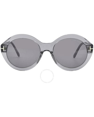 Tom Ford Seraphina Smoke Mirror Round Sunglasses Ft1088 20c 55 - Grey