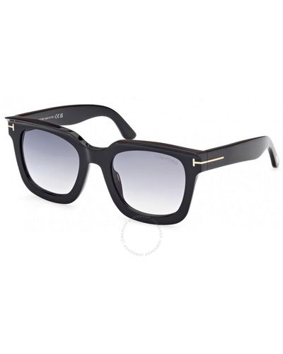 Tom Ford Leigh Smoke Gradient Square Sunglasses Ft1115 01b 52 - Blue