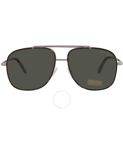 Tom Ford Benton Pilot Sunglasses Ft0693 14n - Green
