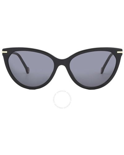 Carolina Herrera Gray Cat Eye Sunglasses Her 0093/s 0807/ir 57 - Black