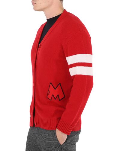 Moschino Mickey Rat Back Print Stripe Cardigan - Red