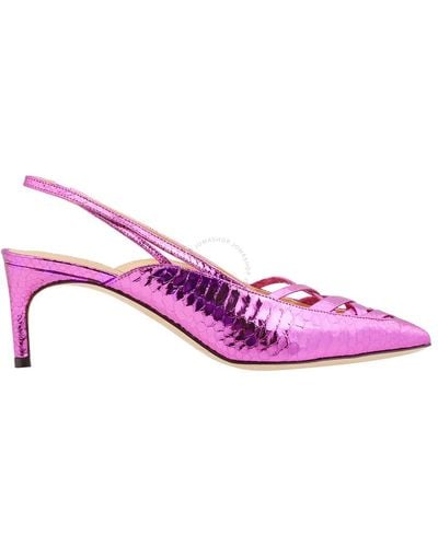 Giannico Fuchsia Amelia 60 Python Slingback Court Shoes - Purple