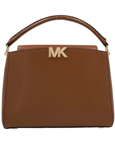 Michael Kors Karlie Medium Leather Satchel Bag - Brown