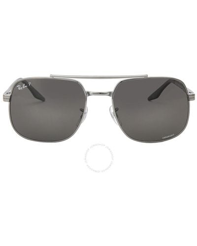 Ray-Ban Polarized Dark Square Sunglasses Rb3699 004/k8 56 - Gray