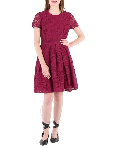 Burberry Amber Italian Lace A-line Dress - Red