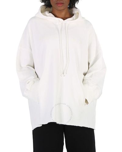 MM6 by Maison Martin Margiela Off Oversize Fit Cotton Hoodie - White