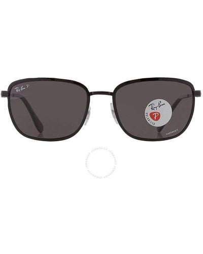 Ray-Ban Chromance Polarized Grey Square Sunglasses Rb3705 002/k8 57 - Brown