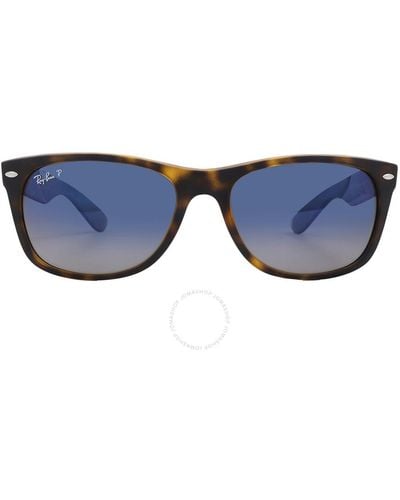 Ray-Ban New Wayfarer Polarized Blue Gradient Square Sunglasses Rb2132 865/78 58