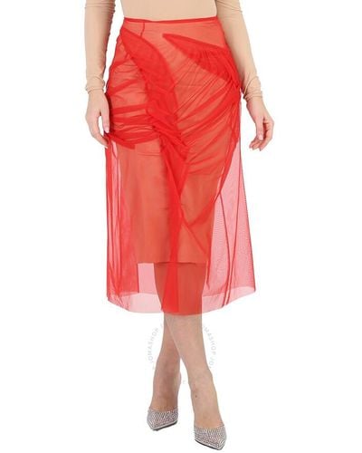 Maison Margiela Tulle-overlay Asymmetric Skirt - Red