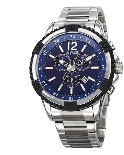 August Steiner Chronograph Blue Dial Watch - Metallic