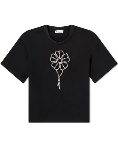 Area Crystal Flower Relaxed T-shirt - Black