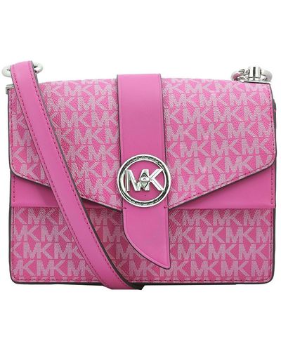 Michael Kors Greenwich Small Logo And Leather Crossbody Bag - Pink