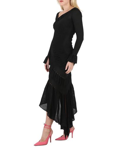 Roberto Cavalli Asymmetric Midi Cocktail Dress - Black