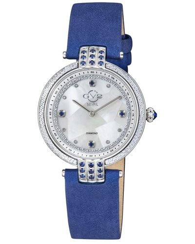 Gevril Matera Diamond Mother Of Pearl Dial Watch - Blue