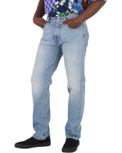 Gcds Bleached Straight Fit Denim Jeans - Blue