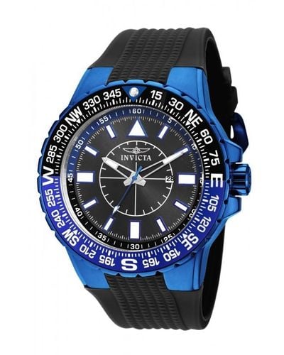 INVICTA WATCH Aviator Black Dial Black Silicone Watch - Blue