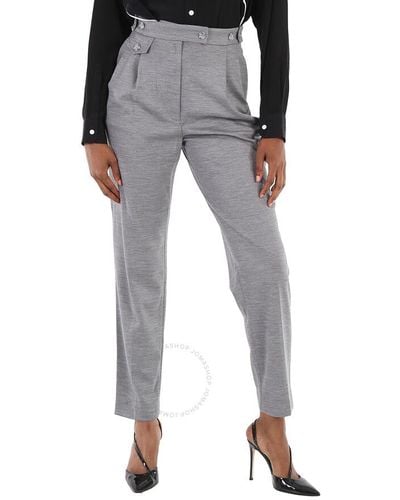 Burberry Cloud Wool -blend Cutout Tailored Trousers - Grey