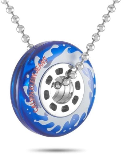 Calvin Klein Spin Stainless Steel Nautical Blue Wheel Necklace