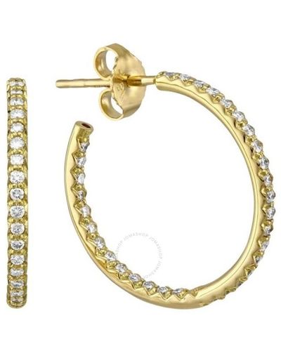 Roberto Coin Small Gold Inside Outside Diamond Hoop Earrings - Metallic