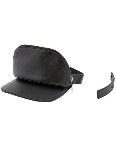 Burberry Leather Zip-pocket Visor - Black