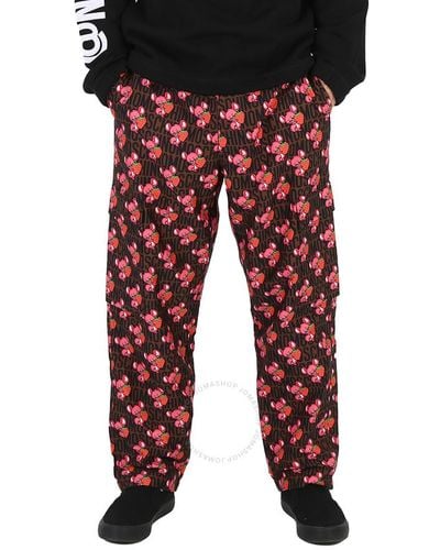 Moschino All-over Animal Printed Straight Leg Cargo Pants - Red