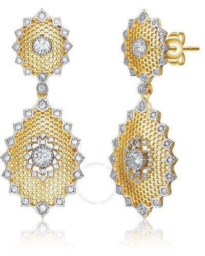 Rachel Glauber Rhodium And 14k Gold Plated Cubic Zirconia Drop Earrings - Metallic