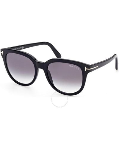 Tom Ford Olivia Smoke Gradient Oval Sunglasses Ft0914 01b 54 - Blue