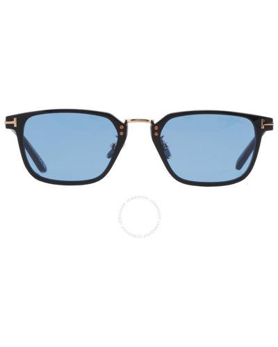 Tom Ford Square Sunglasses Ft1042-d 01v 52 - Blue