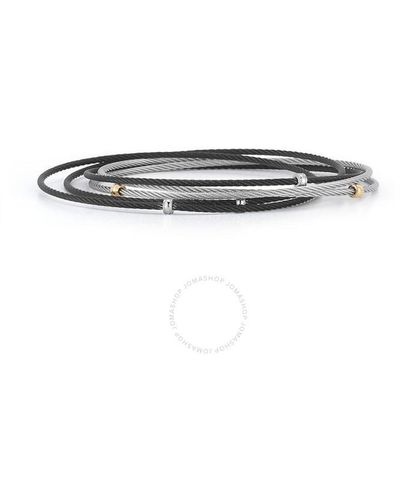 Alor Black & Gray Cable Small Slide Over Bangle With 18kt Yellow Gold