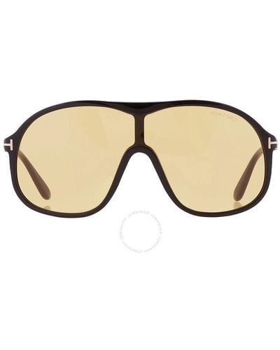 Tom Ford Drew Brown Shield Sunglasses Ft0964 01e 00 - Natural