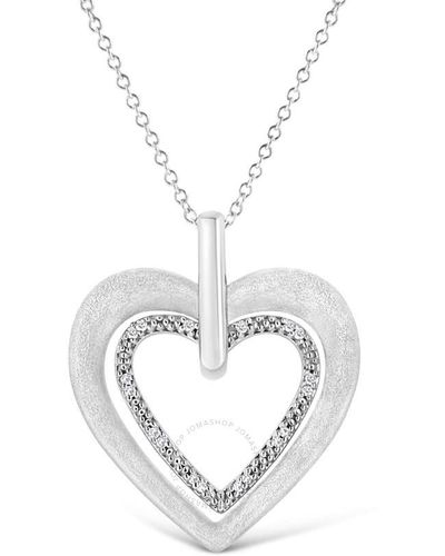 Haus of Brilliance .925 Sterling Silver Prong-set Diamond Accent Double Heart 18'' Pendant Necklace - Metallic