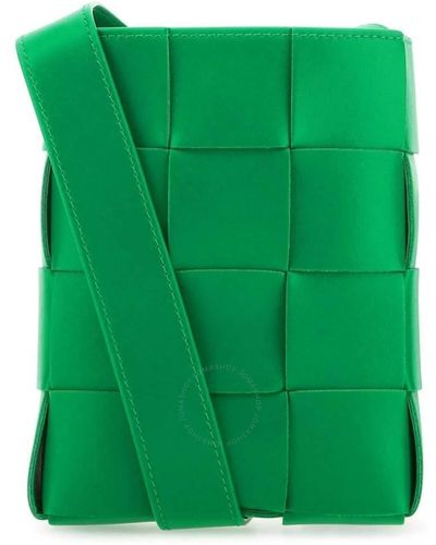 Bottega Veneta Mini Cassette Intrecciato Leather Crossbody Bag - Green