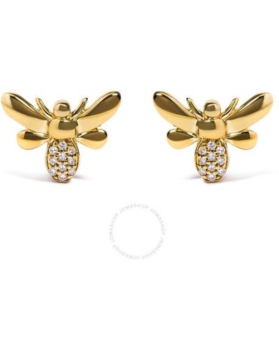 Haus of Brilliance 10k Gold Diamond Accented Bumble Bee Stud Earring - Metallic